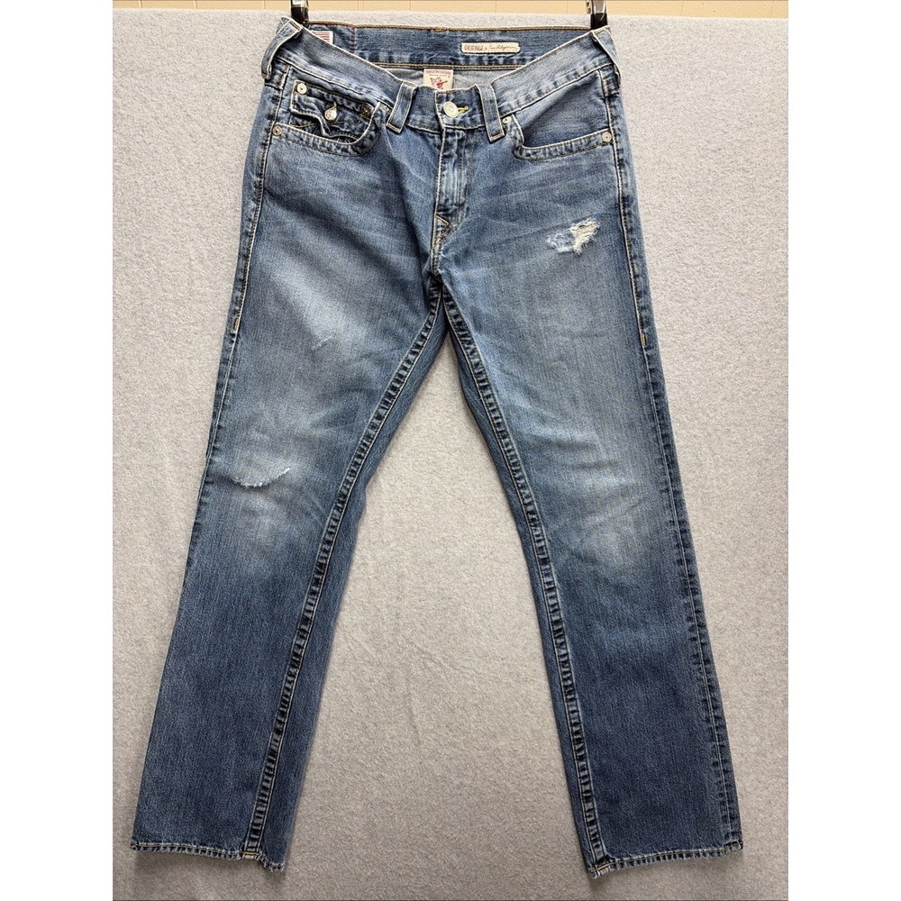 True Religion Ricky 31 Straight Leg Vintage Jeans Men's Size 34x32L Made In USA